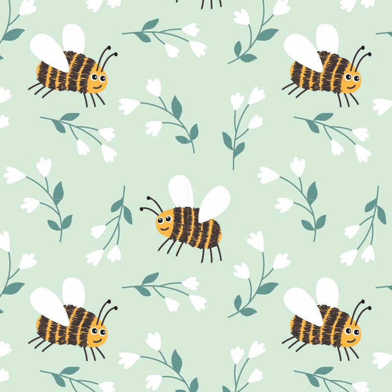 Inpakpapier gras bijen design
