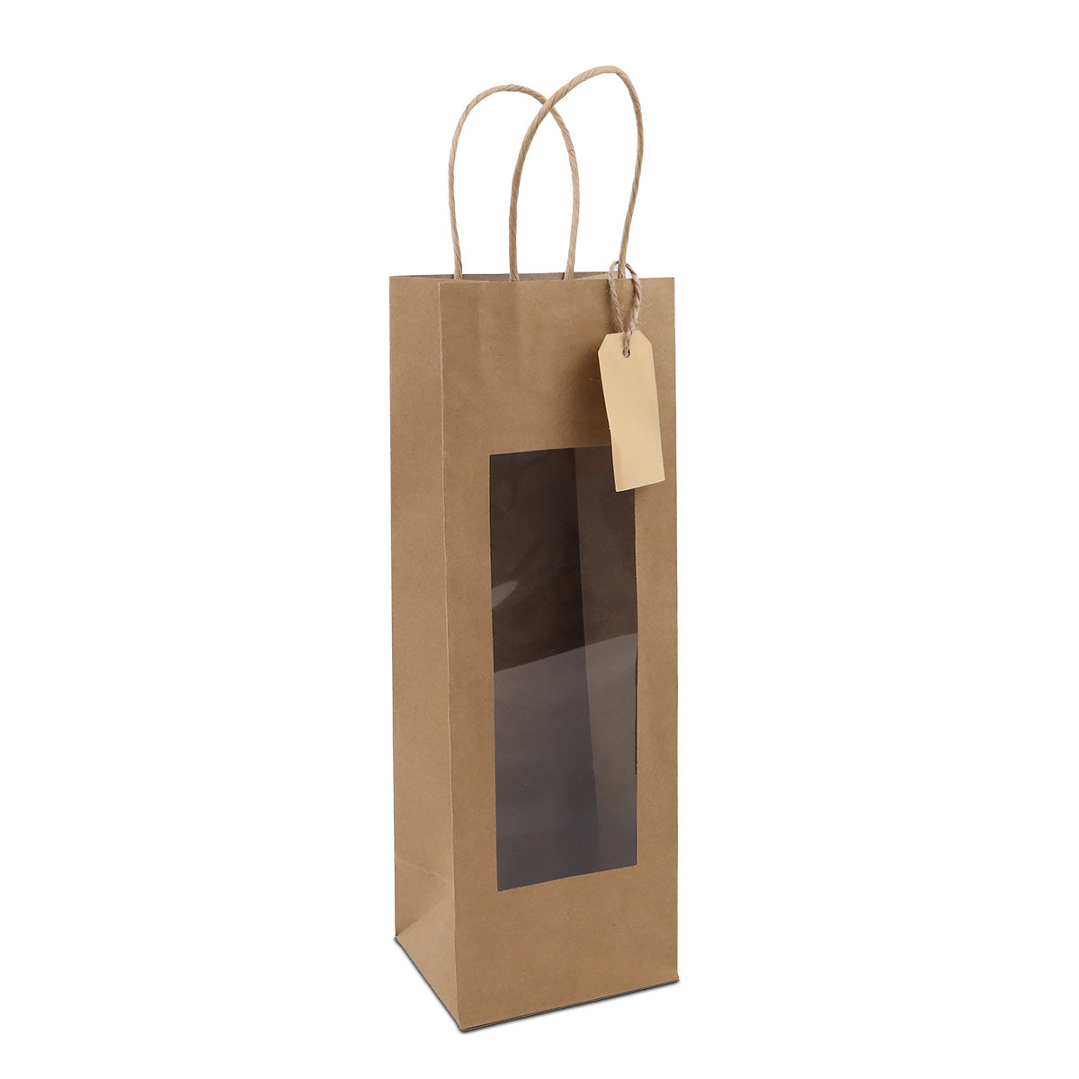 Papieren cadeautasjes twisted met venster en hangtag