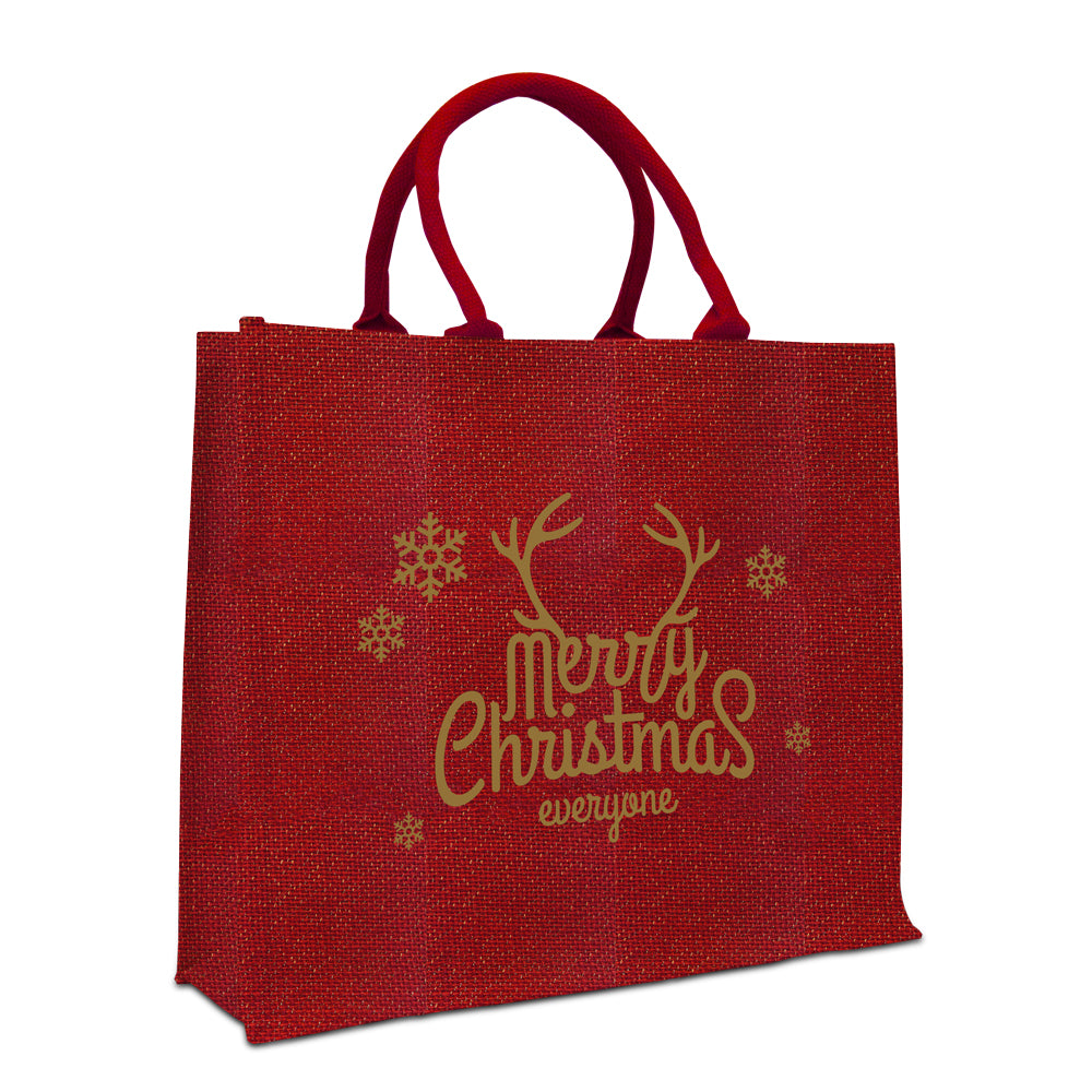 Kersttassen jute glitter - Merry Christmas
