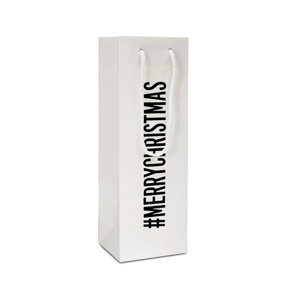 Luxe papieren Kerst wijnflestassen - #MERRYCHRISTMAS opdruk