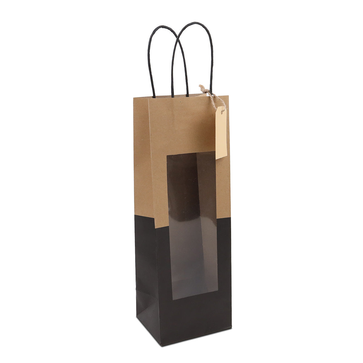 Papieren cadeautasjes twisted met venster en hangtag