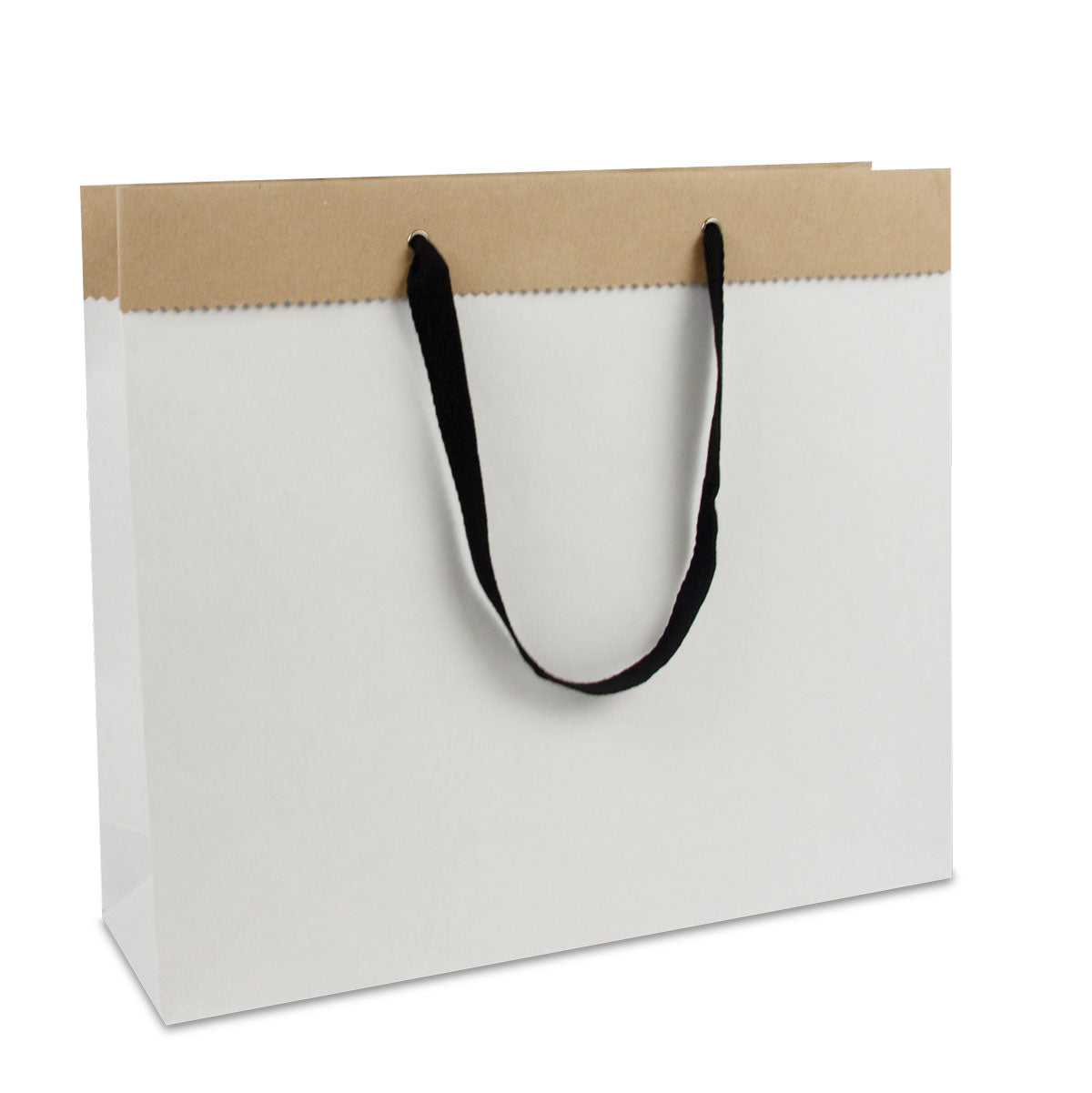 Luxe gerecyclede papieren tassen wit/bruin duplex