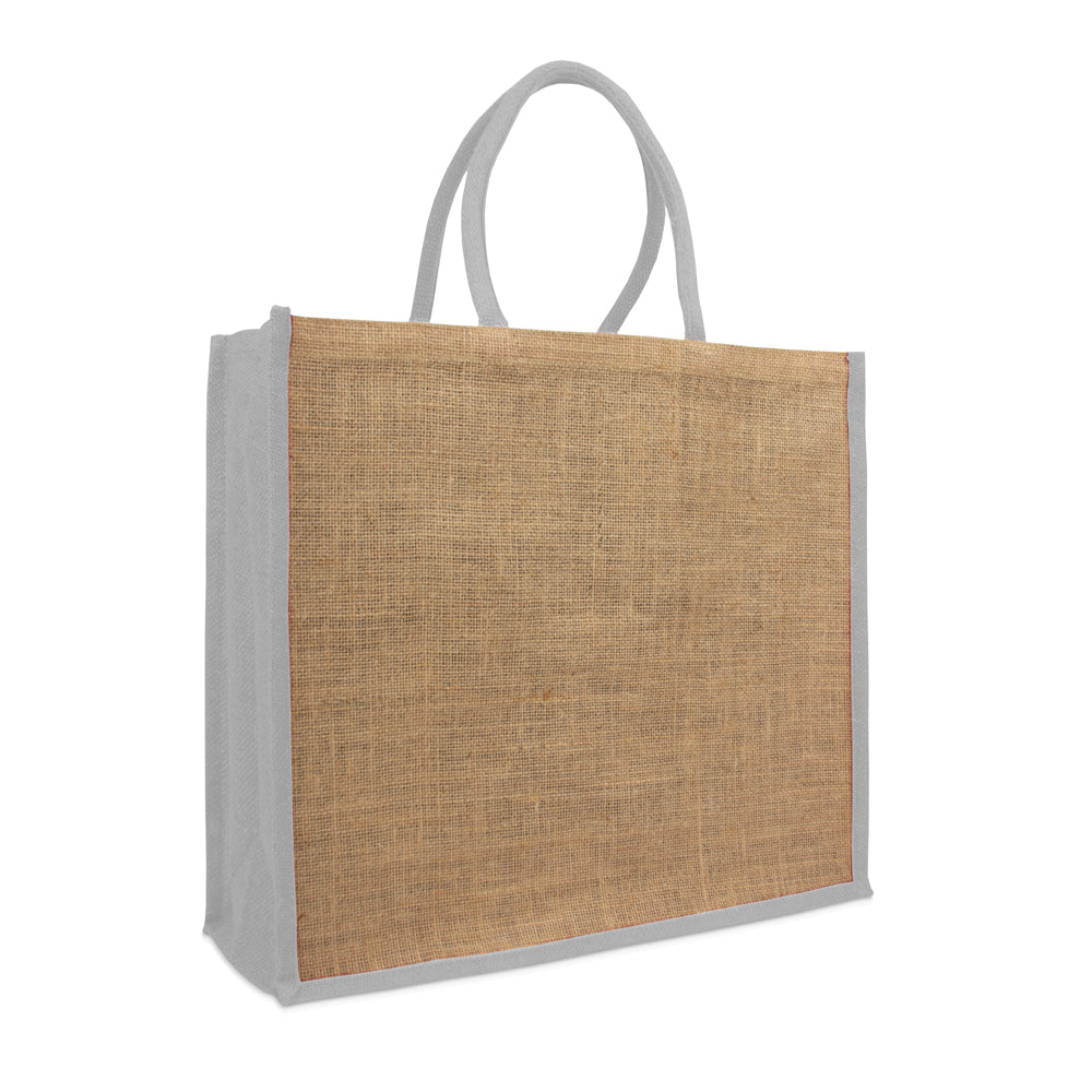 Jute tas met gekleurde koorden en zijvouwen