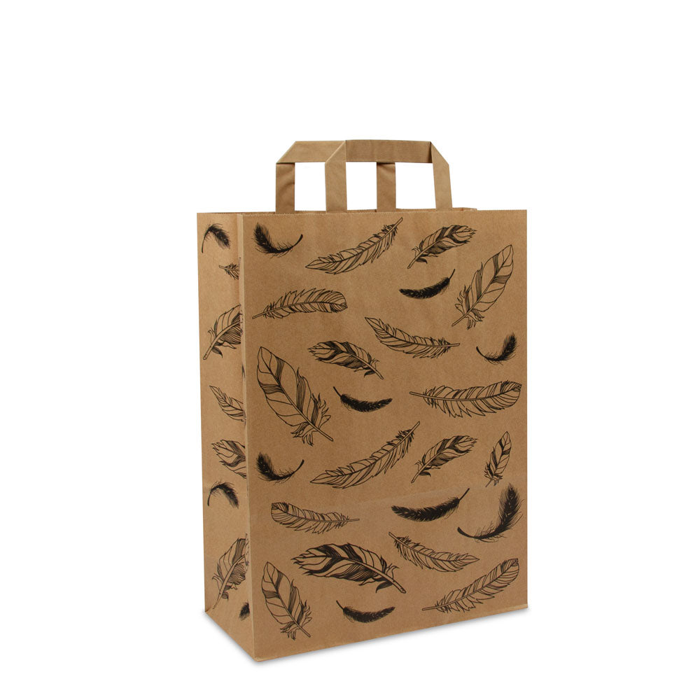 Kraft tassen FSC® - Veertjes opdruk
