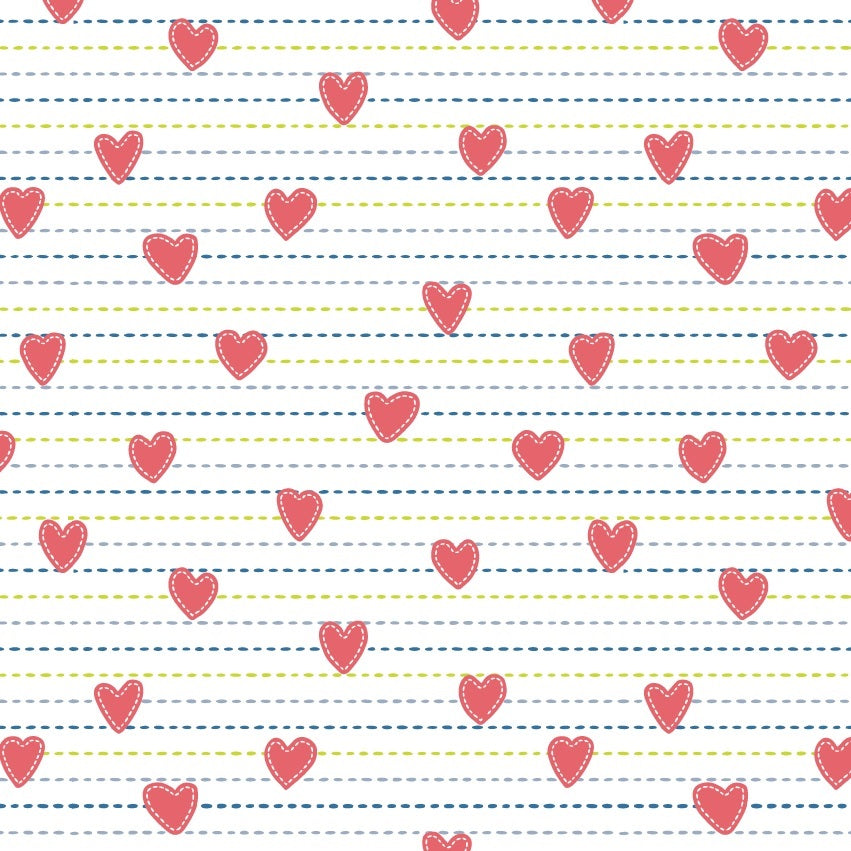 Coated inpakpapier - Hearts en stripes dessin