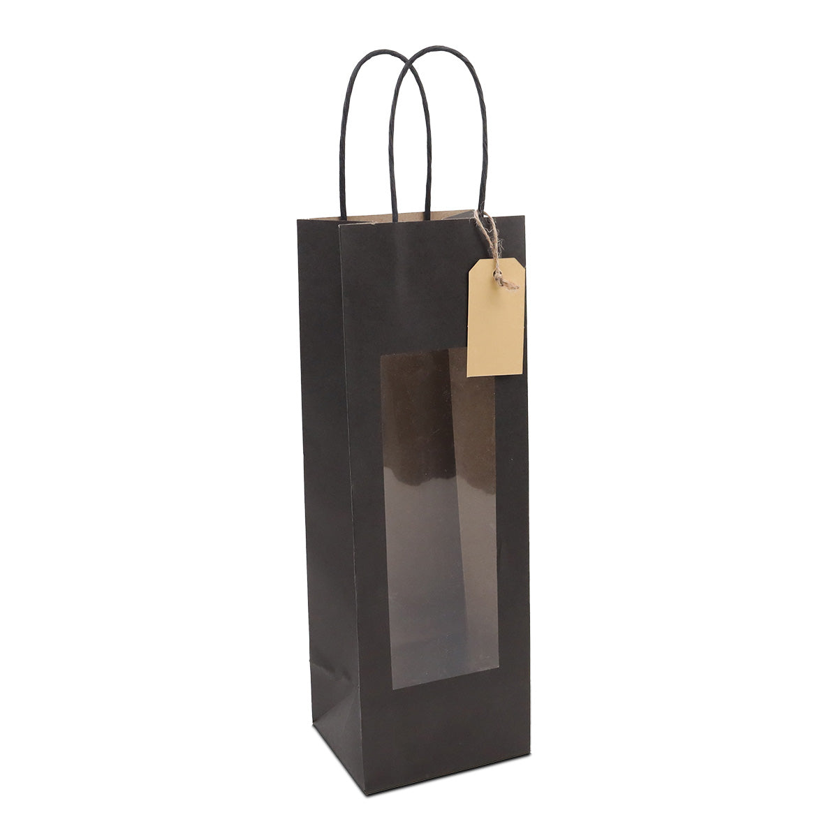 Papieren cadeautasjes twisted met venster en hangtag