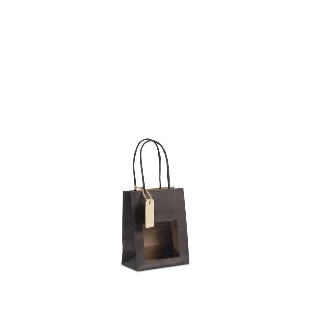 Papieren cadeautasjes twisted met venster en hangtag