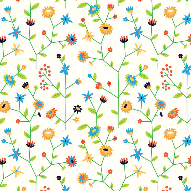 Inpakpapier gras bloemen design