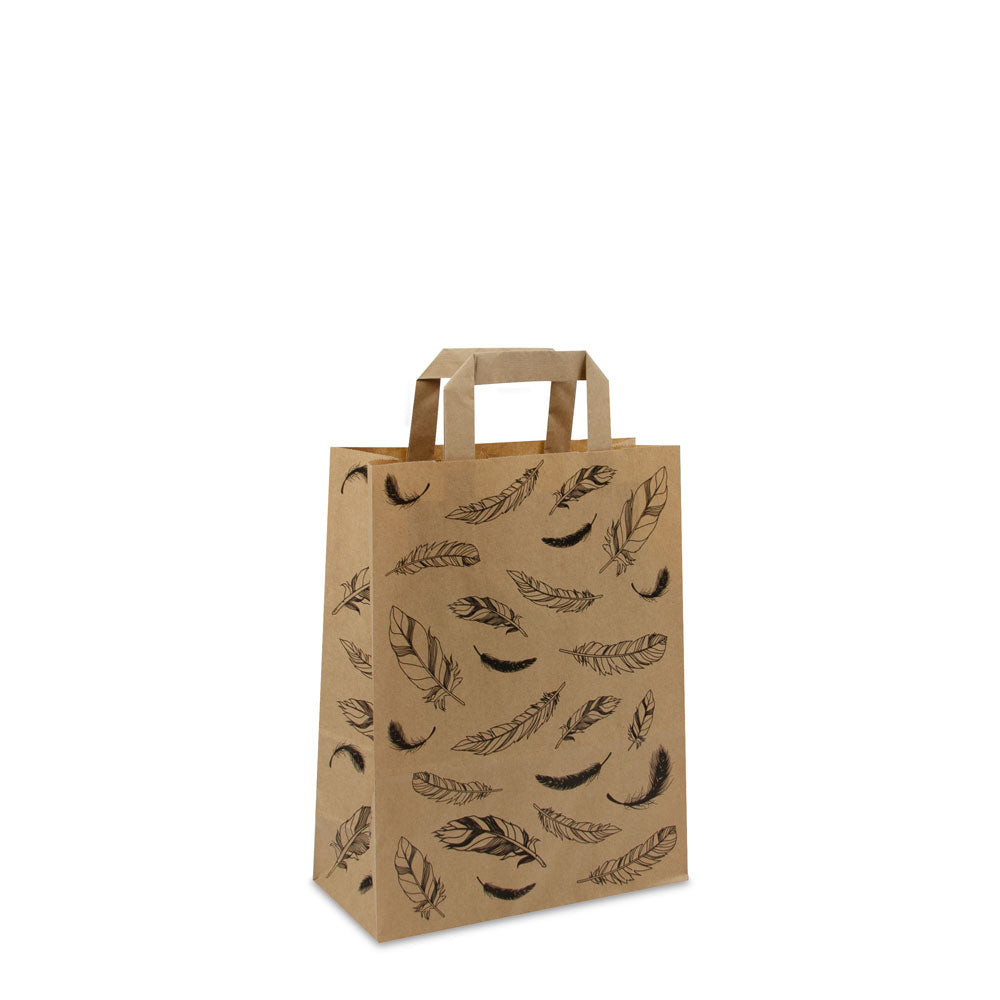 Kraft tassen FSC® - Veertjes opdruk