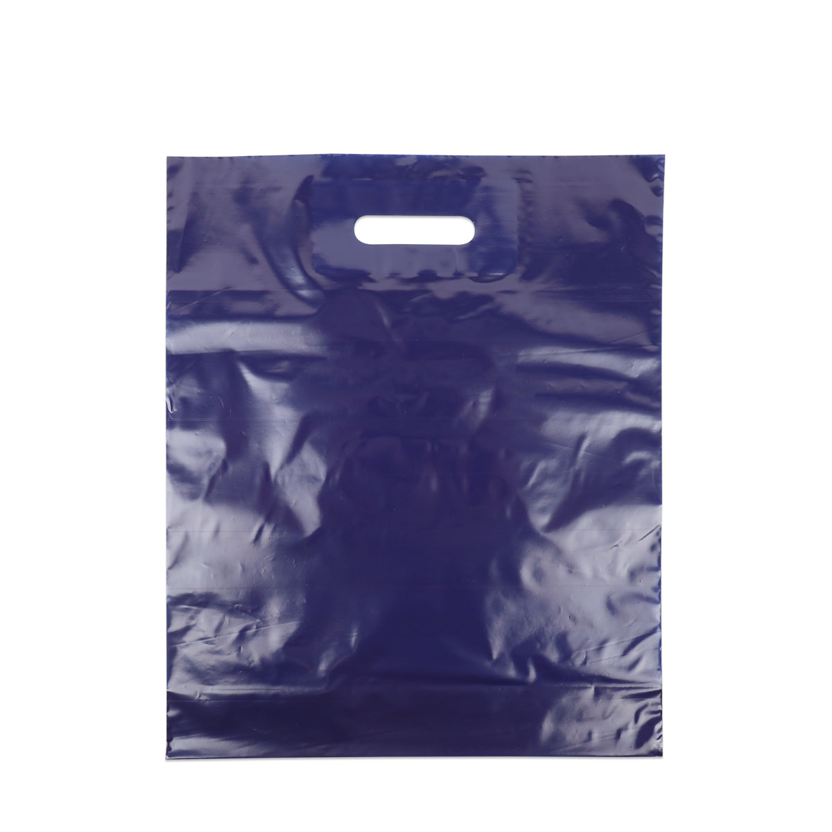 budget plastic tas in het blauw in een studio setting