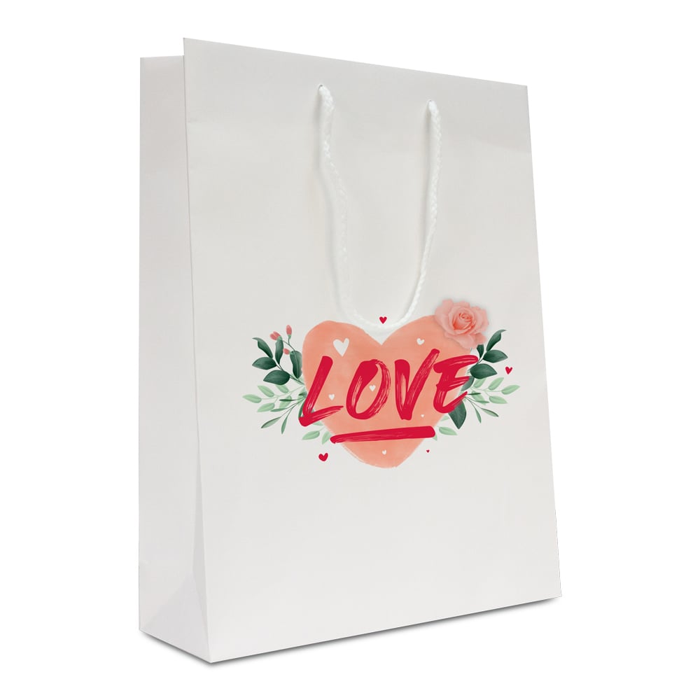 Luxe papieren valentijn tassen - Love opdruk