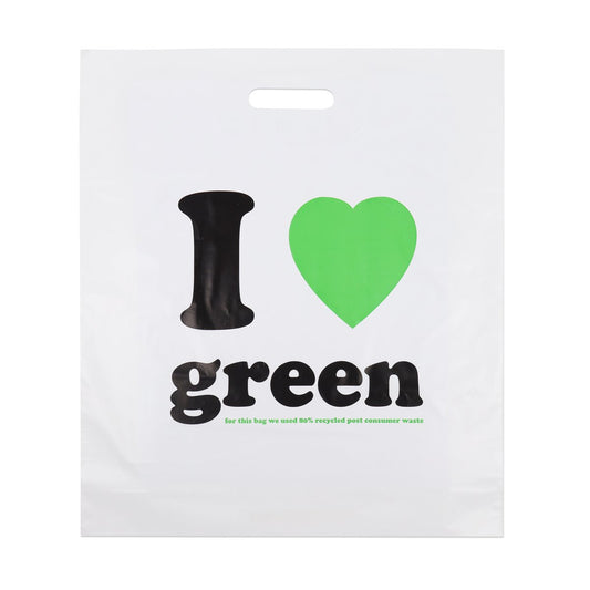 Budget plastic tassen gerecyceled I love green