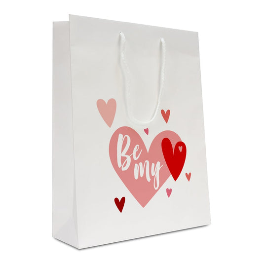 Luxe papieren valentijn tassen - Be my valentine opdruk