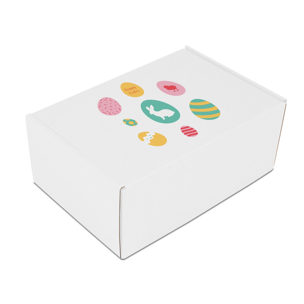 Papieren geschenkdozen - Pastel eggs opdruk