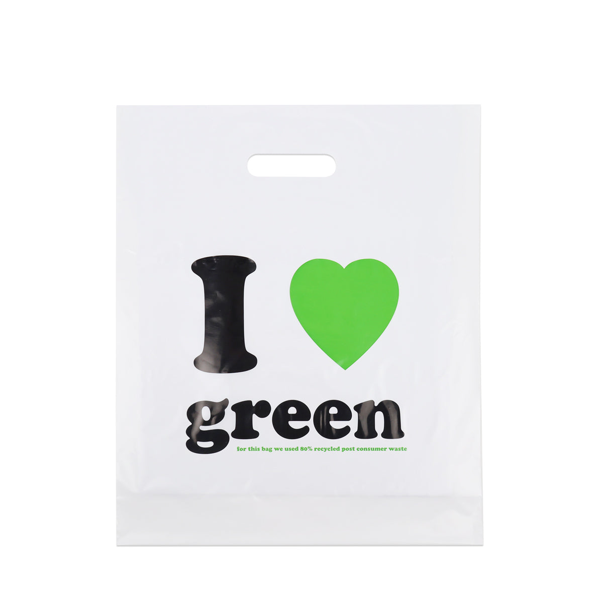 Budget plastic tassen gerecyceled I love green