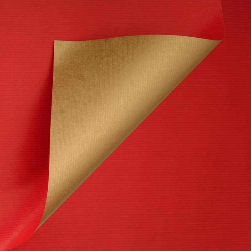 Inpakpapier gestreept Rood/goud
