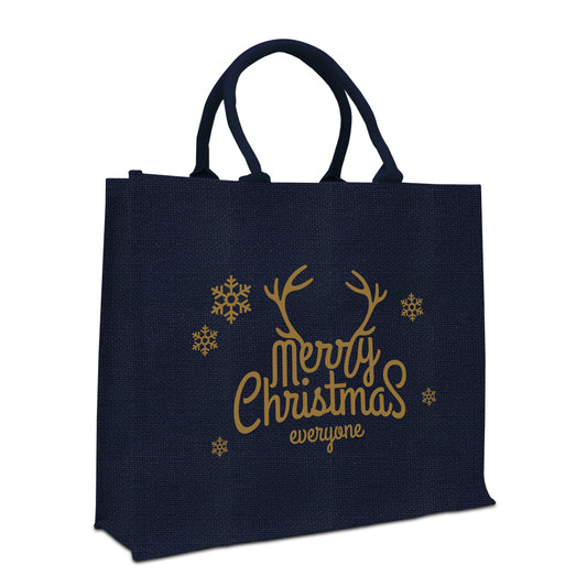 Kersttassen jute glitter - Merry Christmas