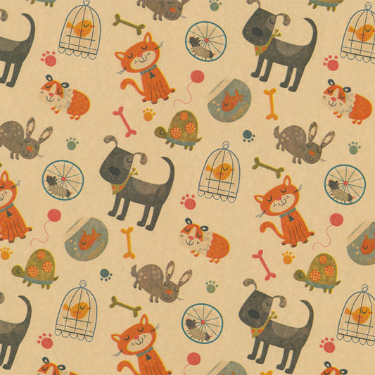 Bruin inpakpapier dieren opdruk