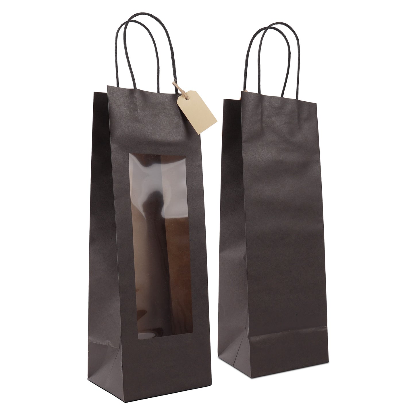 Papieren cadeautasjes twisted met venster en hangtag