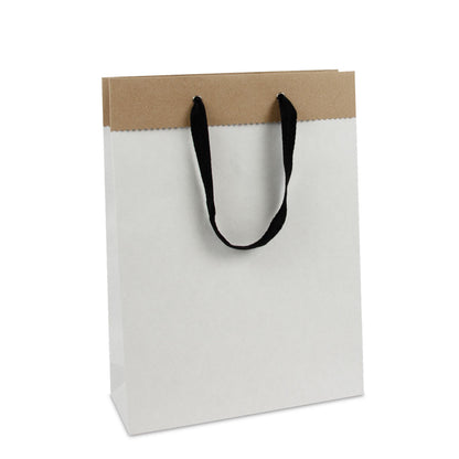 Luxe gerecyclede papieren tassen wit/bruin duplex