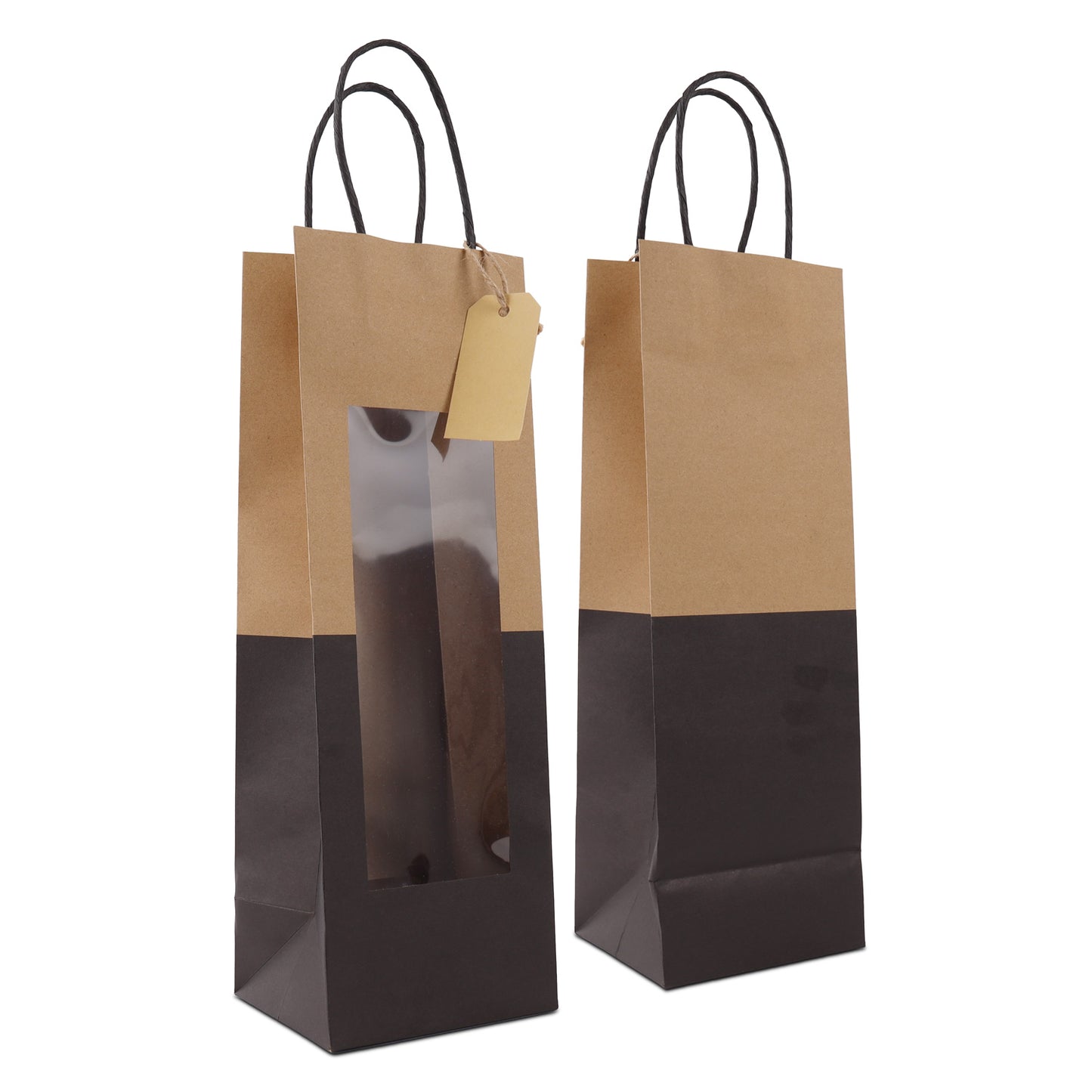 Papieren cadeautasjes twisted met venster en hangtag