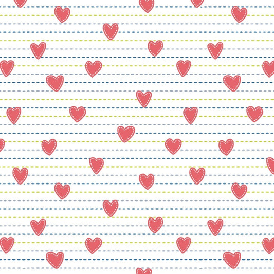 Coated inpakpapier - Hearts en stripes dessin