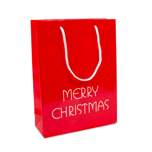 Luxe papieren kersttassen - Merry Christmas opdruk