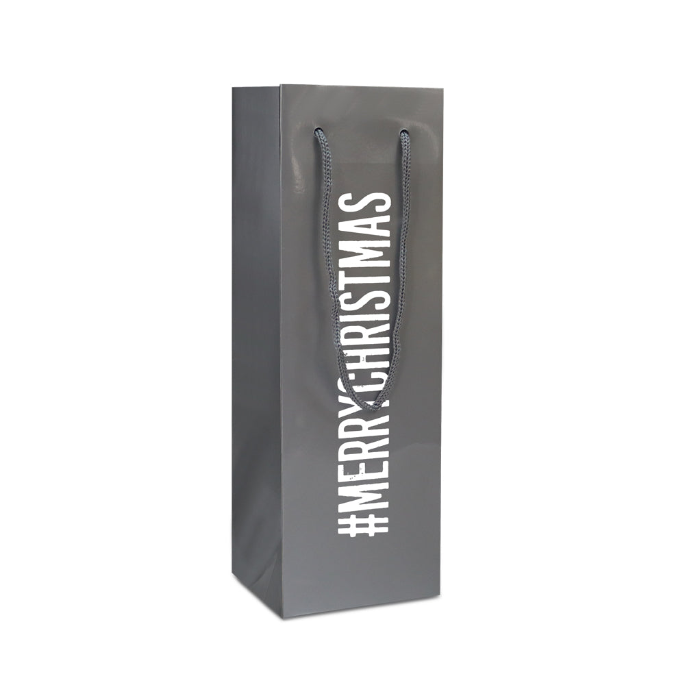 Luxe papieren Kerst wijnflestassen - #MERRYCHRISTMAS opdruk