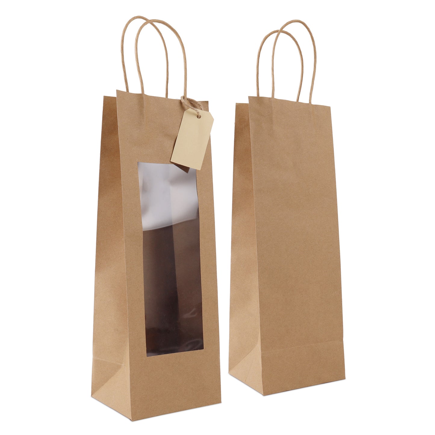 Papieren cadeautasjes twisted met venster en hangtag