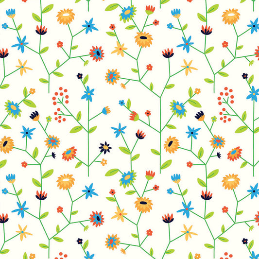 Inpakpapier gras bloemen design